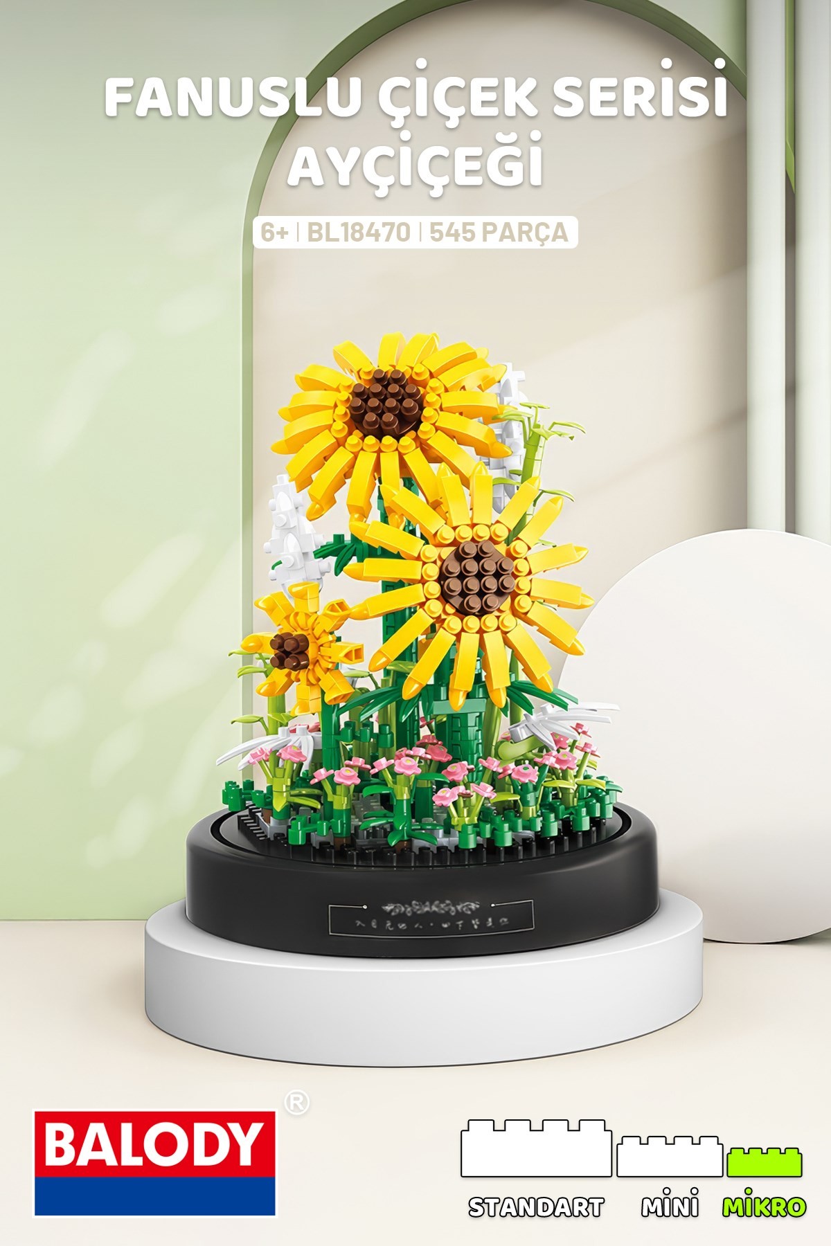 Balody Fanuslu Çiçek Serisi – Ayçiçeği (BL18470) – Mini Blok Yapı Oyuncakları Seti