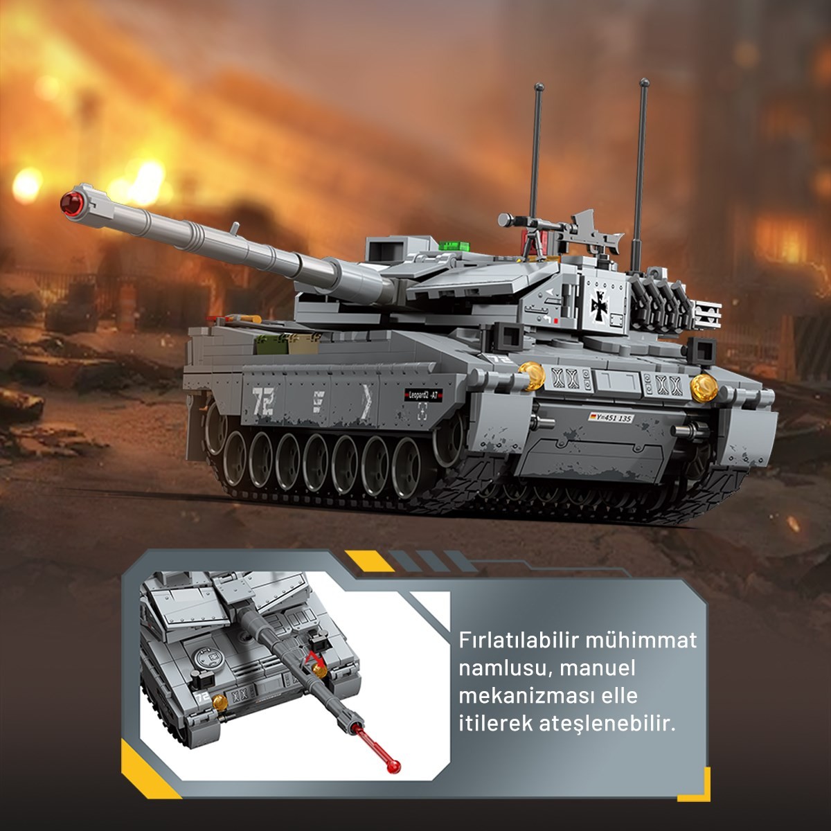 Sembo Block Leopard 2A7 Ana Muharebe Tankı Yapı Bloğu Seti 804 Parça