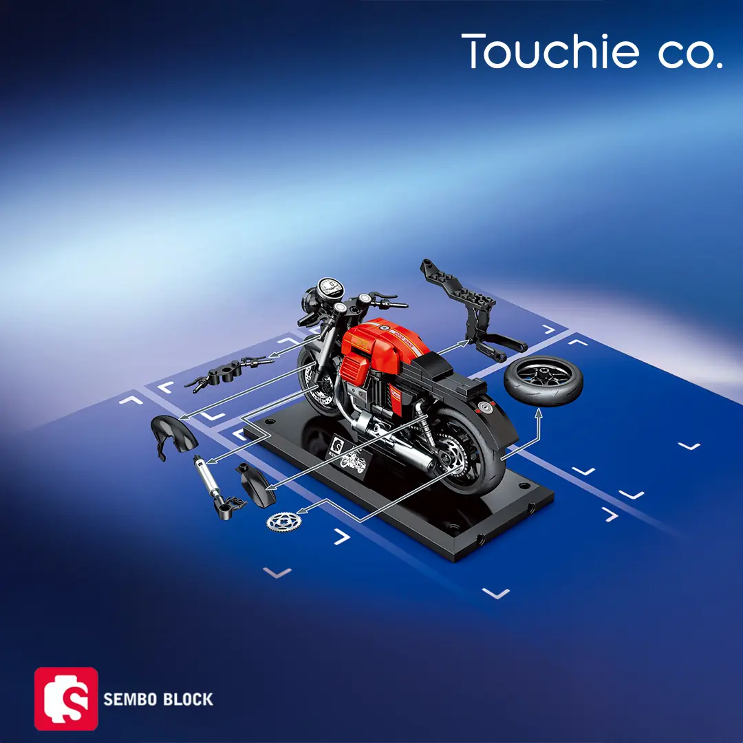 Kırmızı Klasik Motosiklet 219 Parça – Sembo Block | Lego Uyumlu