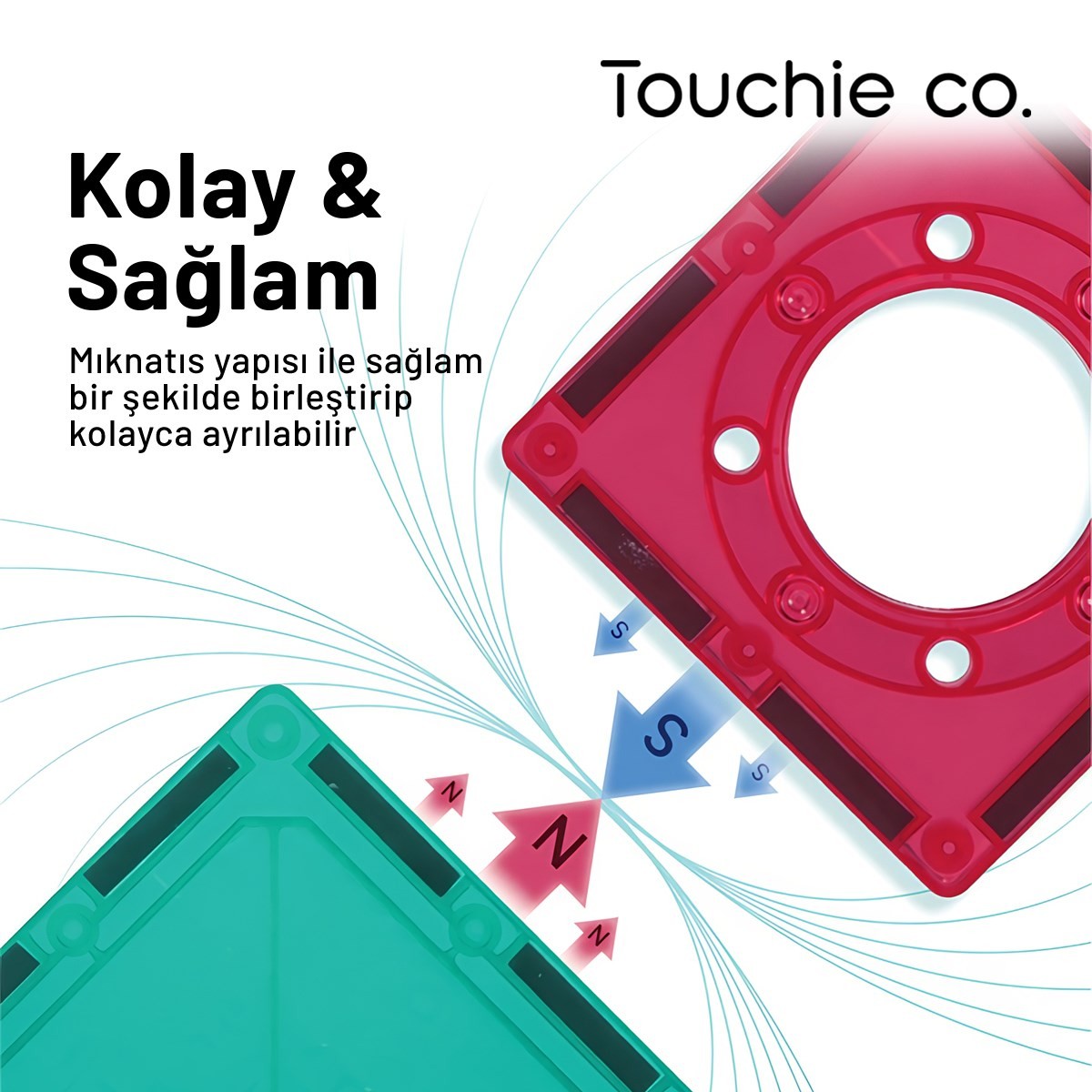 Magnetic Tiles Renkli Manyetik Bloklar – 50 Parça Yapı Bloğu Seti