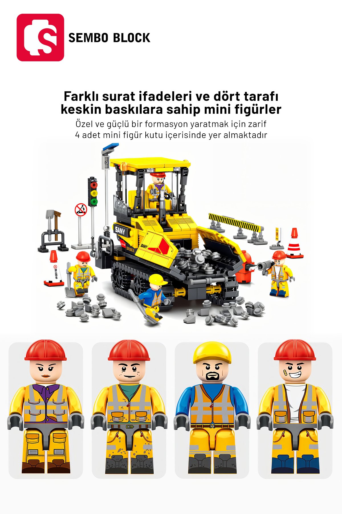 Sany Lisanslı SSP130C-8 Asfalt dökme Aracı 534 Parça yapı blokları Lego ile uyumlu (712020)