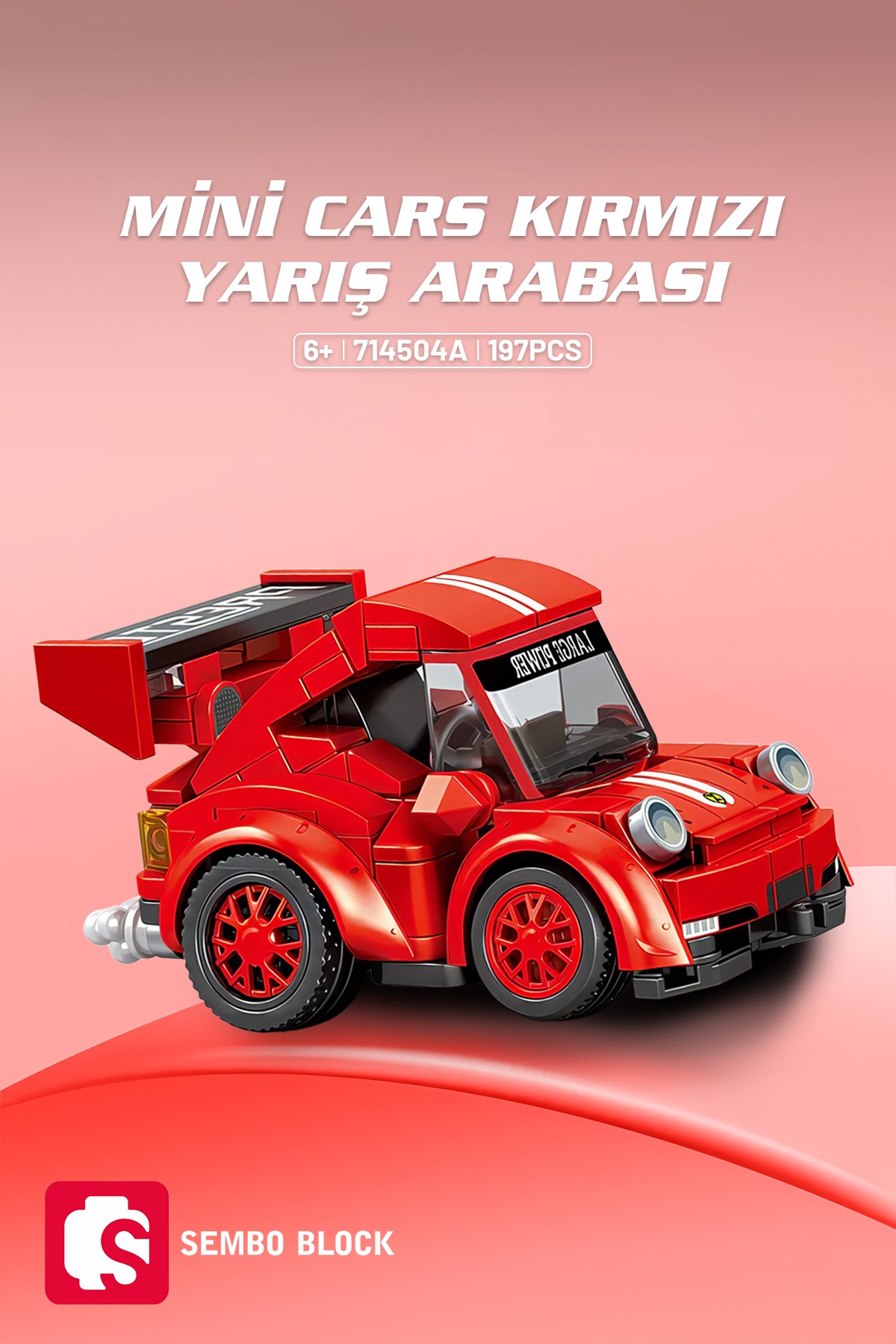 Mini Cars Kırmızı yarış arabası 197 Parça yapı blokları Lego ile uyumlu (714504A)