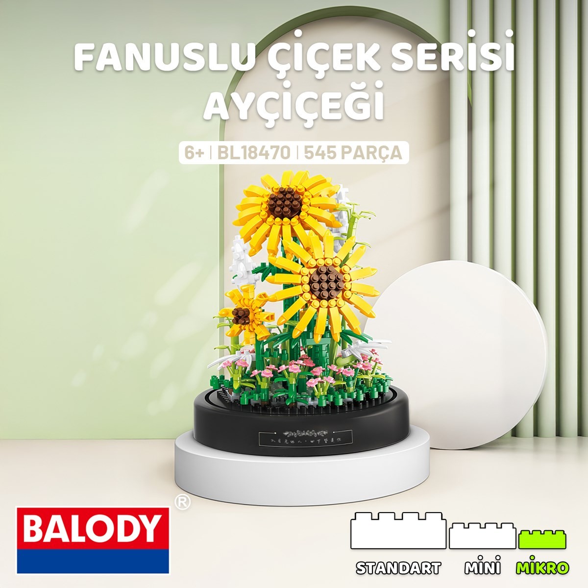 Balody Fanuslu Çiçek Serisi – Ayçiçeği (BL18470) – Mini Blok Yapı Oyuncakları Seti