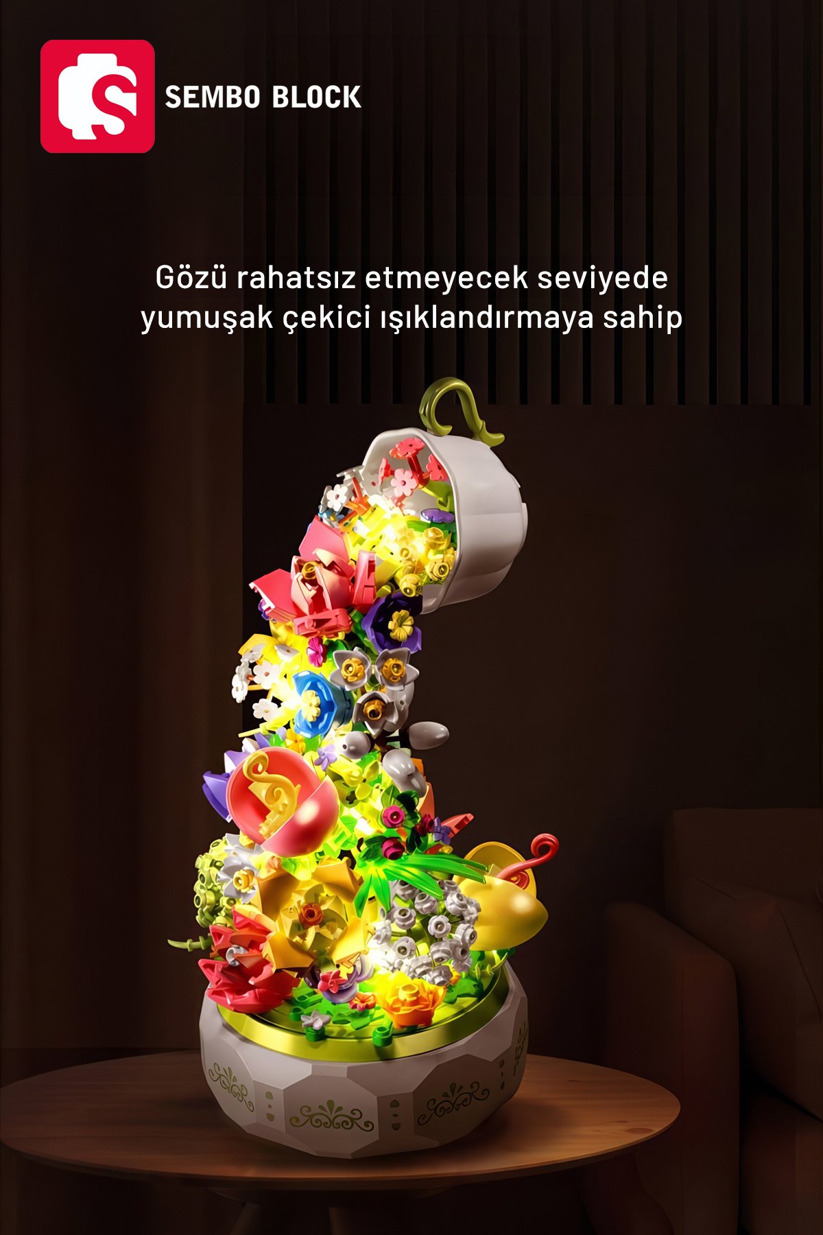 Huayan Cayı Muzikli Florist seti 575 Parça yapı blokları Lego ile uyumlu (611050)