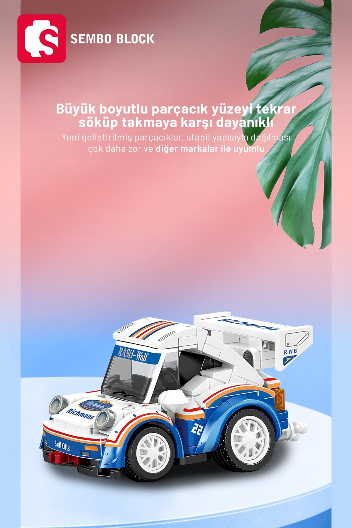 Mini Cars Beyaz&Mavi yarış arabası 197 Parça yapı blokları Lego ile uyumlu (714501A)