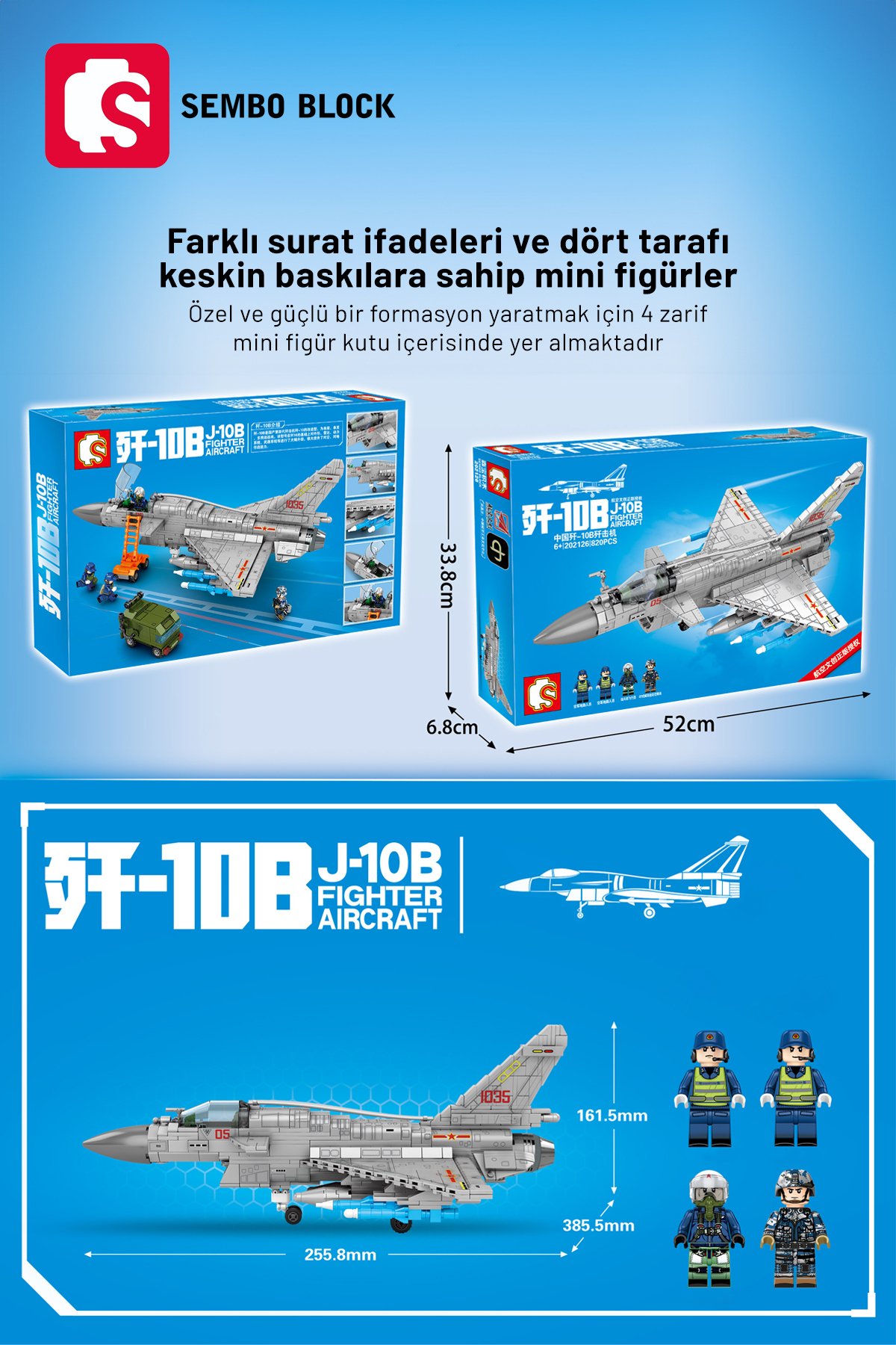 J-10B Savaş Uçağı 820 Parça yapı blokları Legoile uyumlu (201126)