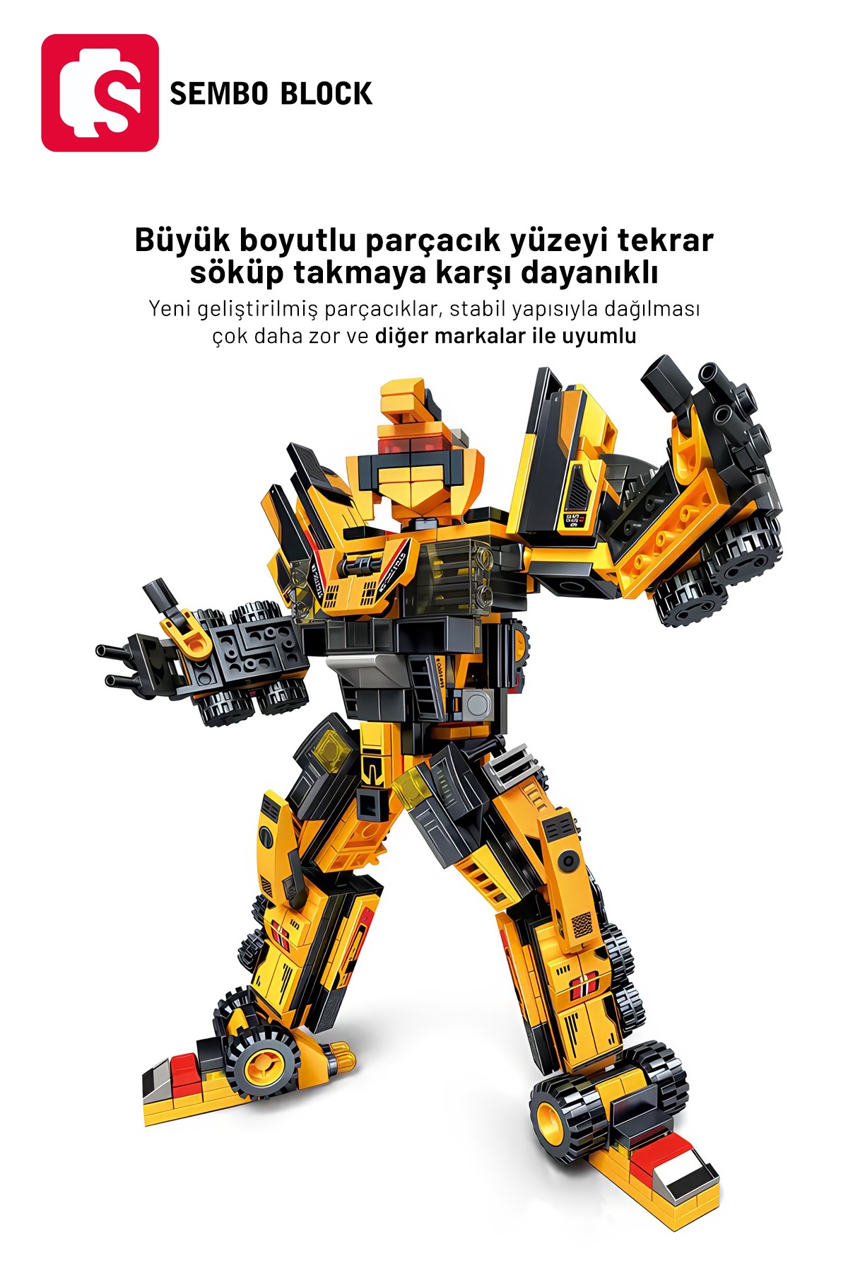 Sany Lisanslı 6'sı 1 Arada mühendislik robotu 583 parça yapı blokları Lego ile uyumlu (712009-712014)