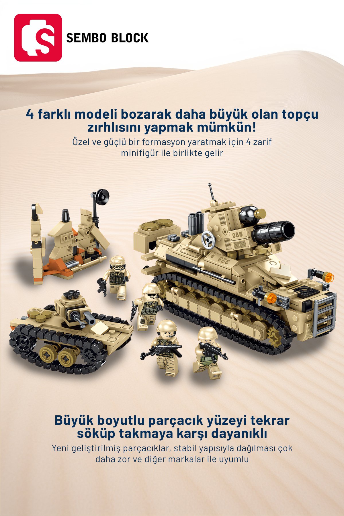 Survival Warfare Zırhlı Birlikler 4'ü 1 arada 937 Parça yapı blokları Lego ile uyumlu (2912-2915)