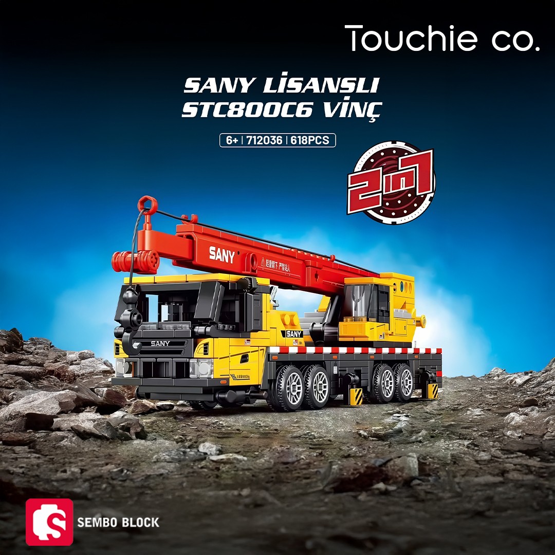 Sany Lisanslı Vinç 618 Parça yapı blokları Lego ile uyumlu (712036)