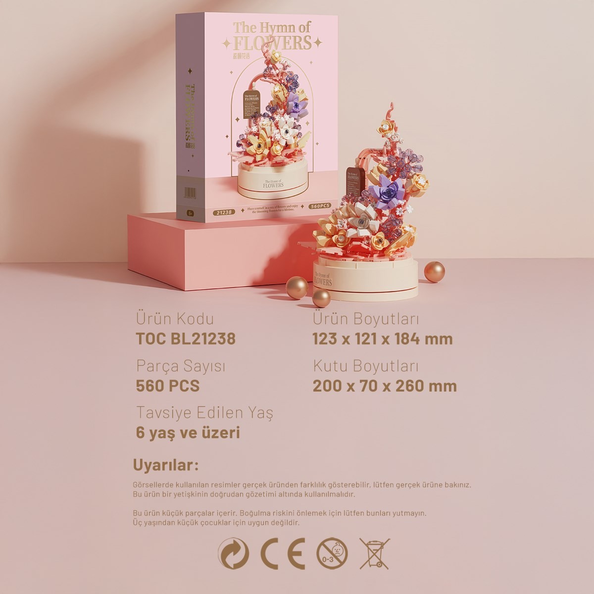 Balody The Hymn of Flowers Müzik Kutusu (BL21238) – Mini Blok Yapı Oyuncakları Seti
