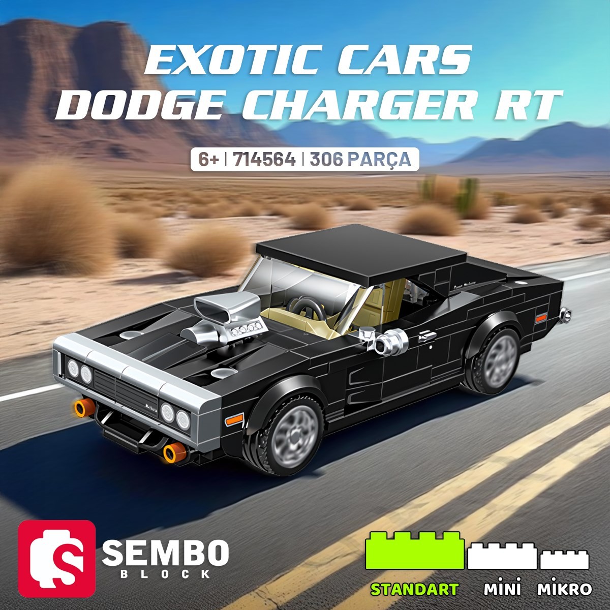 Sembo Block Exotic Cars Dodge Charger RT Yapı Bloğu Seti 306 Parça