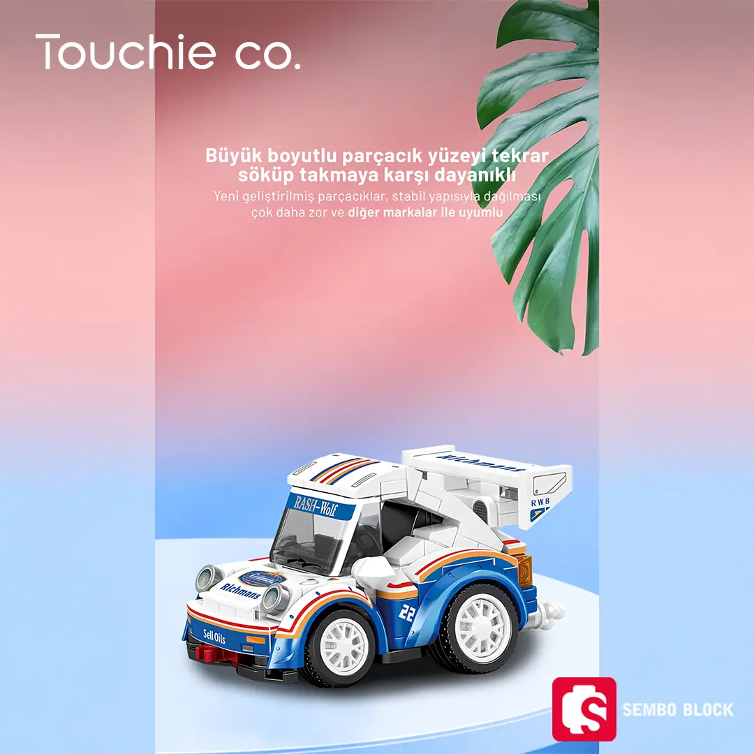 Mini Cars Beyaz & Mavi Yarış Arabası (199 Parça) – Sembo Block