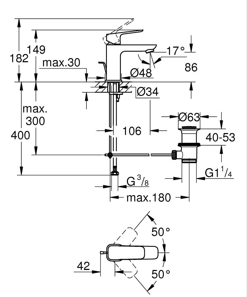 GROHE Cubeo Tek Kumandalı Lavabo Bataryası S-Boyut (Mat Siyah) GRH 1016942430