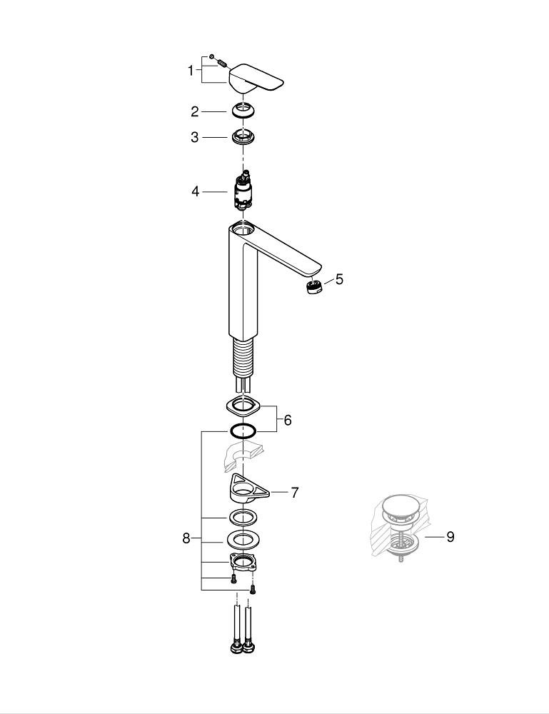 GROHE Cubeo Tek Kumandalı Lavabo Bataryası XL-Boyut GRH 1017292430