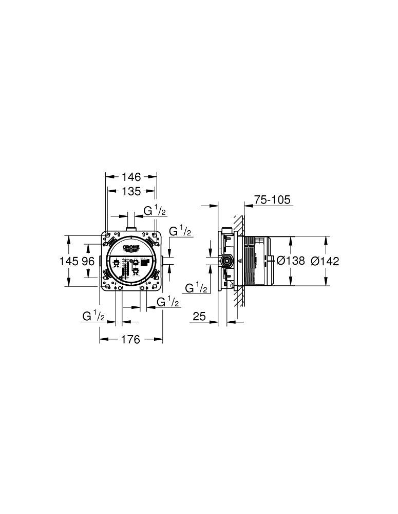 GROHE Rapido SmartBox İç Gövde Universal Giriş Kutusu, 1/2 GRH 35604000