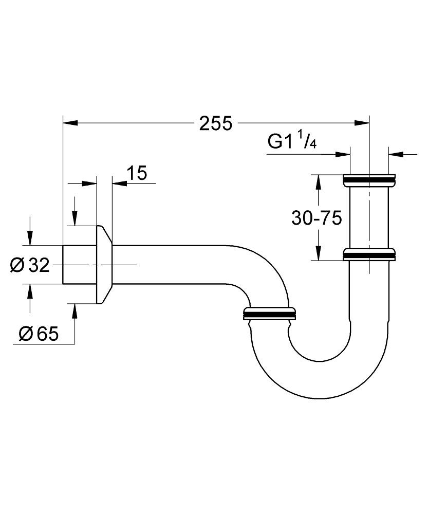 Grohe Lavabo Sifonu 255 mm 1 1/4″ GRH 28947000