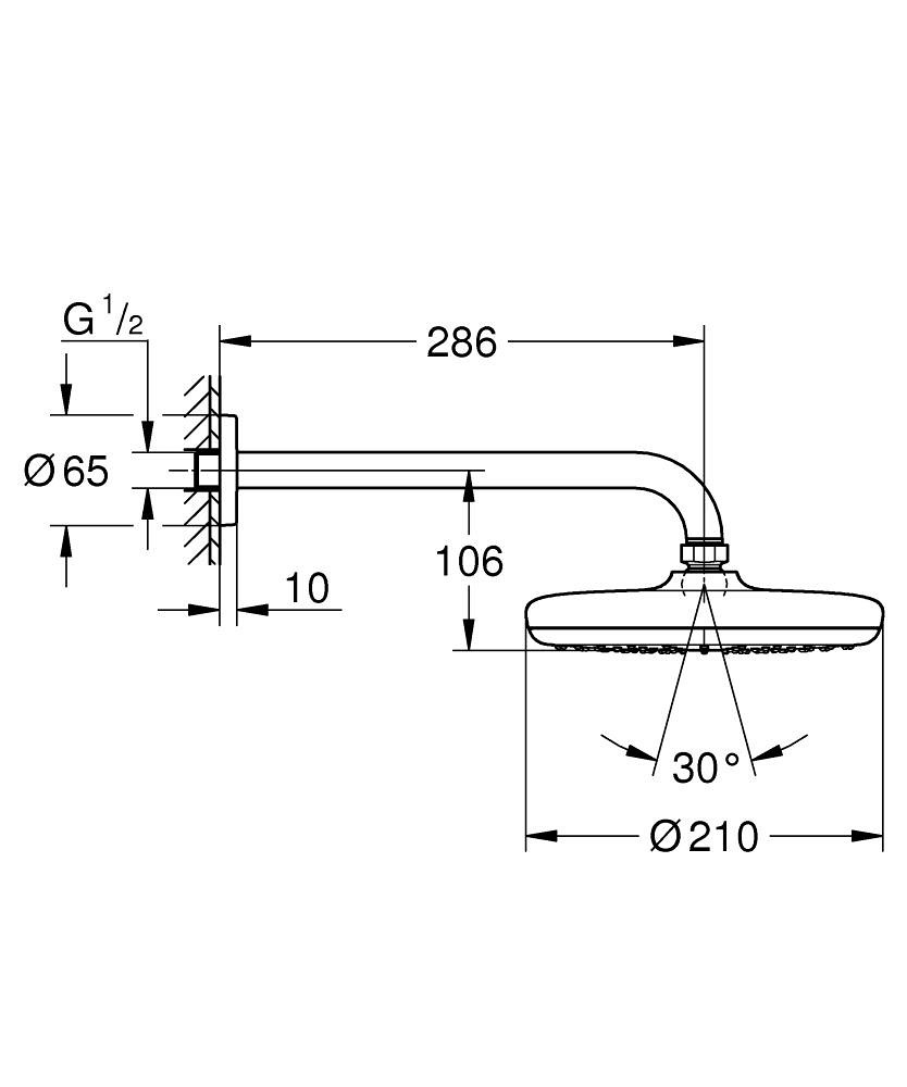Tempesta 210 Tek Akışlı Tepe Duşu Seti 286 mm GRH 1022182430