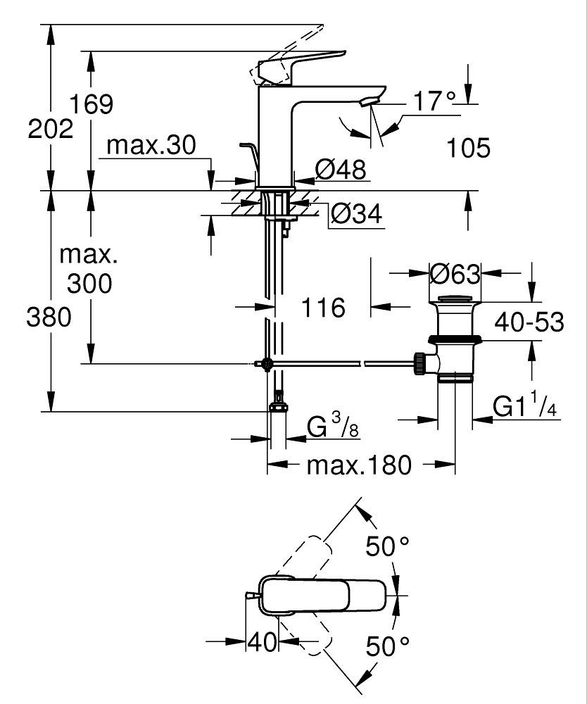 GROHE Cubeo Tek Kumandalı Lavabo Bataryası M-Boyut (Krom) GRH 1017490000