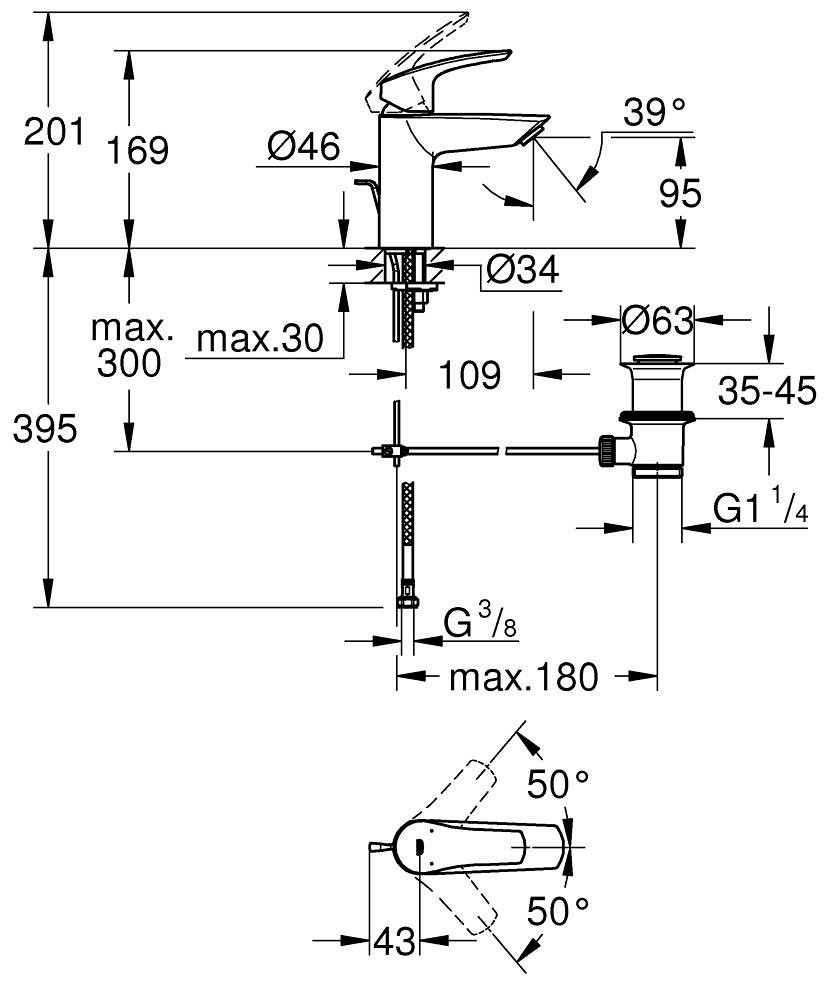 Eurosmart Tek Kumandalı Lavabo Bataryası S-Boyut GRH 332652433