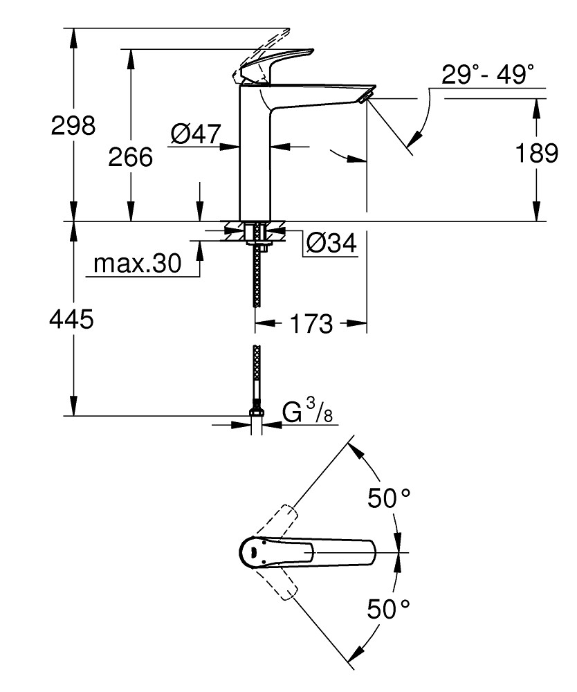 Eurosmart Tek Kumandalı Lavabo Bataryası XL-Boyut GRH 239712433