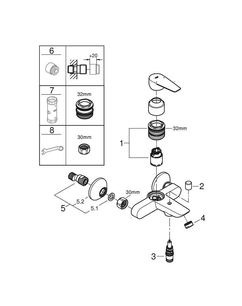 BauEdge Tek Kumandalı Banyo Bataryası GRH 23605001