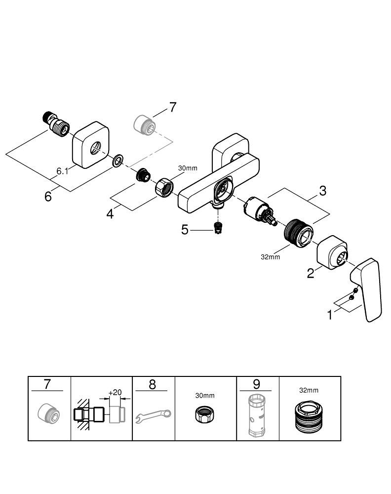 GROHE Cubeo Tek Kumandalı Duş Bataryası GRH 1018240000