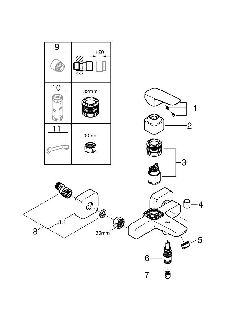 GROHE Cubeo Tek Kumandalı Banyo Bataryası GRH 1018132430