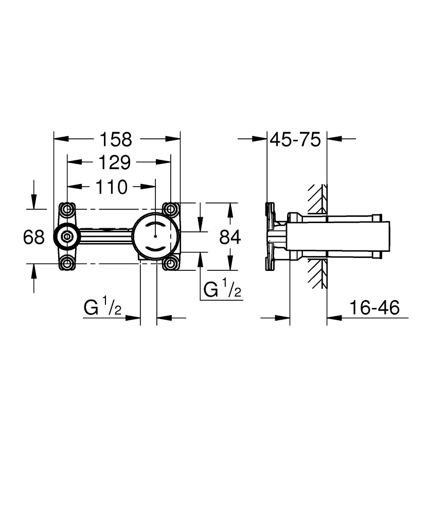 Tek Kumandalı Lavabo Bataryası 1/2″, Universal Ankastre İç Gövde GRH 23571000