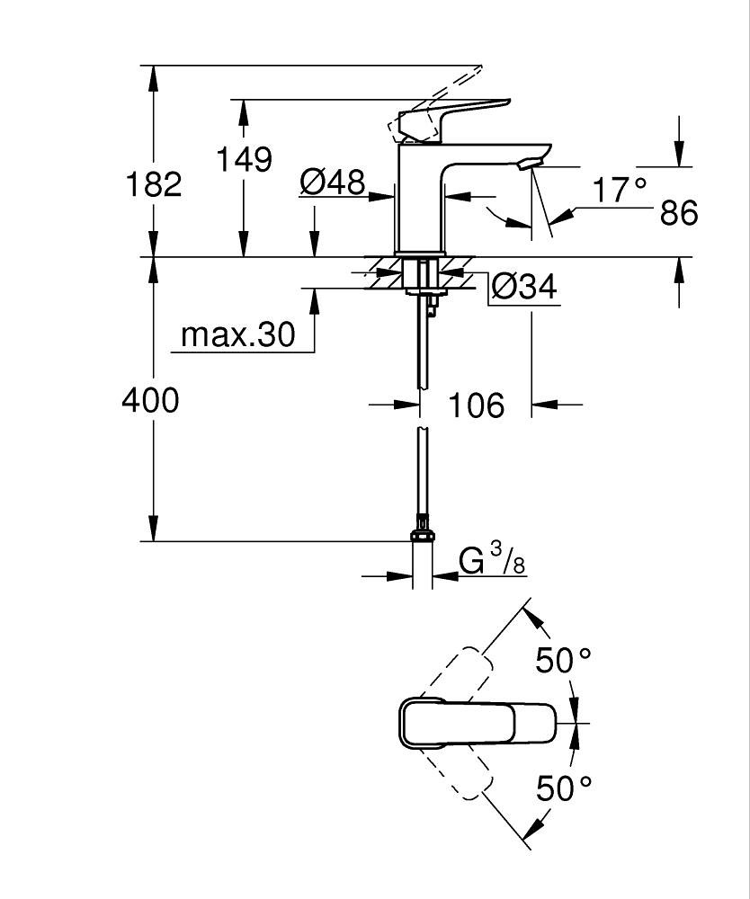 GROHE Cubeo Tek Kumandalı Lavabo Bataryası S-Boyut GRH 1016990000