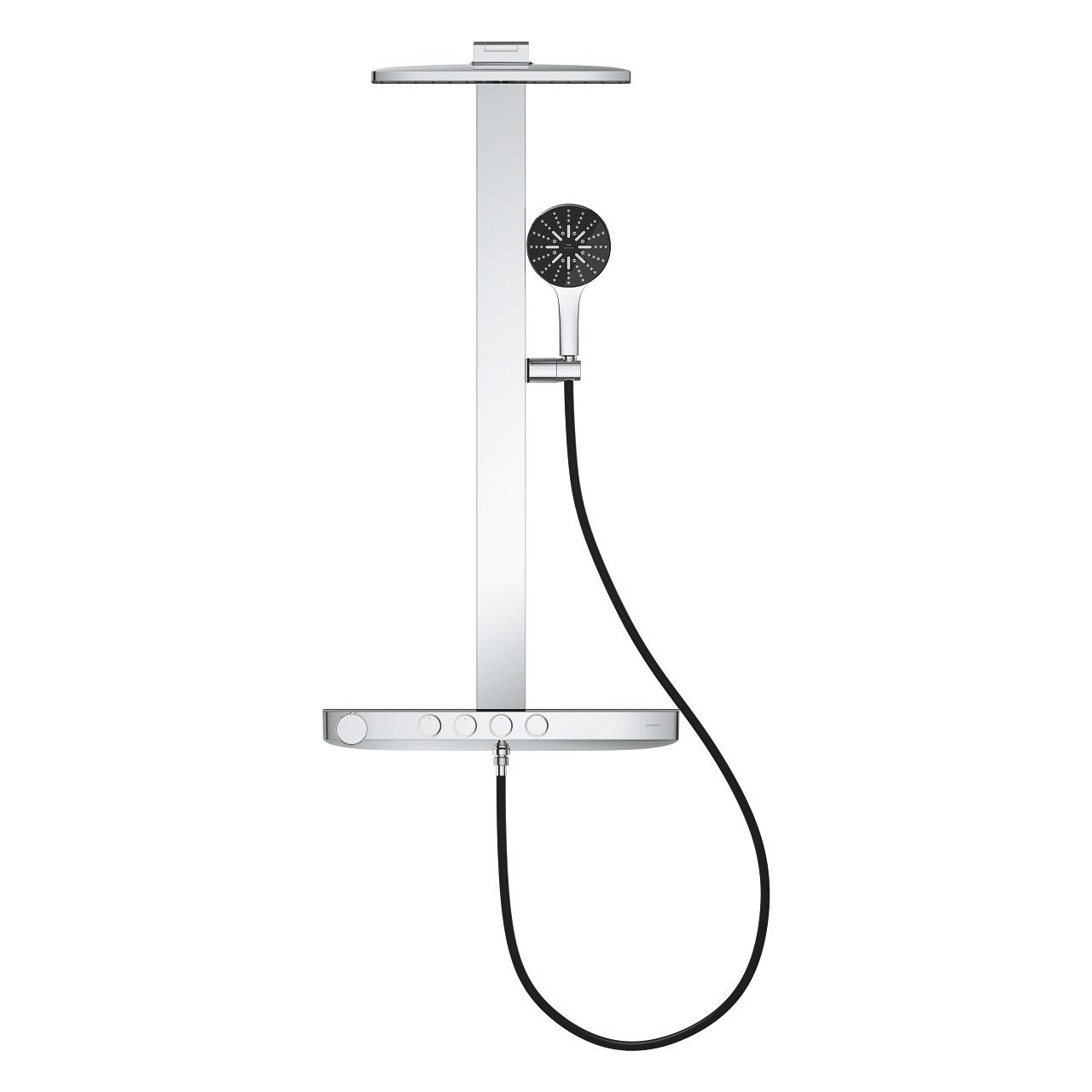 Rainshower Aqua Pure Duvara Monte Termostatik Bataryalı Duş Sistem (Siyah/Krom) GRH 100961KI00