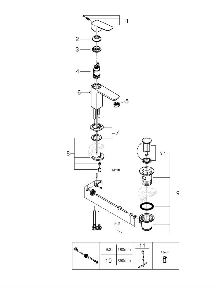 GROHE Cubeo Tek Kumandalı Lavabo Bataryası S-Boyut (Mat Siyah) GRH 1016942430