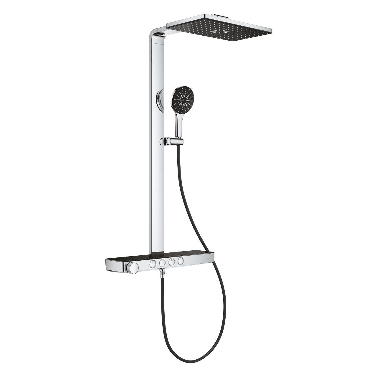 Rainshower Aqua Pure Duvara Monte Termostatik Bataryalı Duş Sistem (Siyah/Krom) GRH 100961KI00