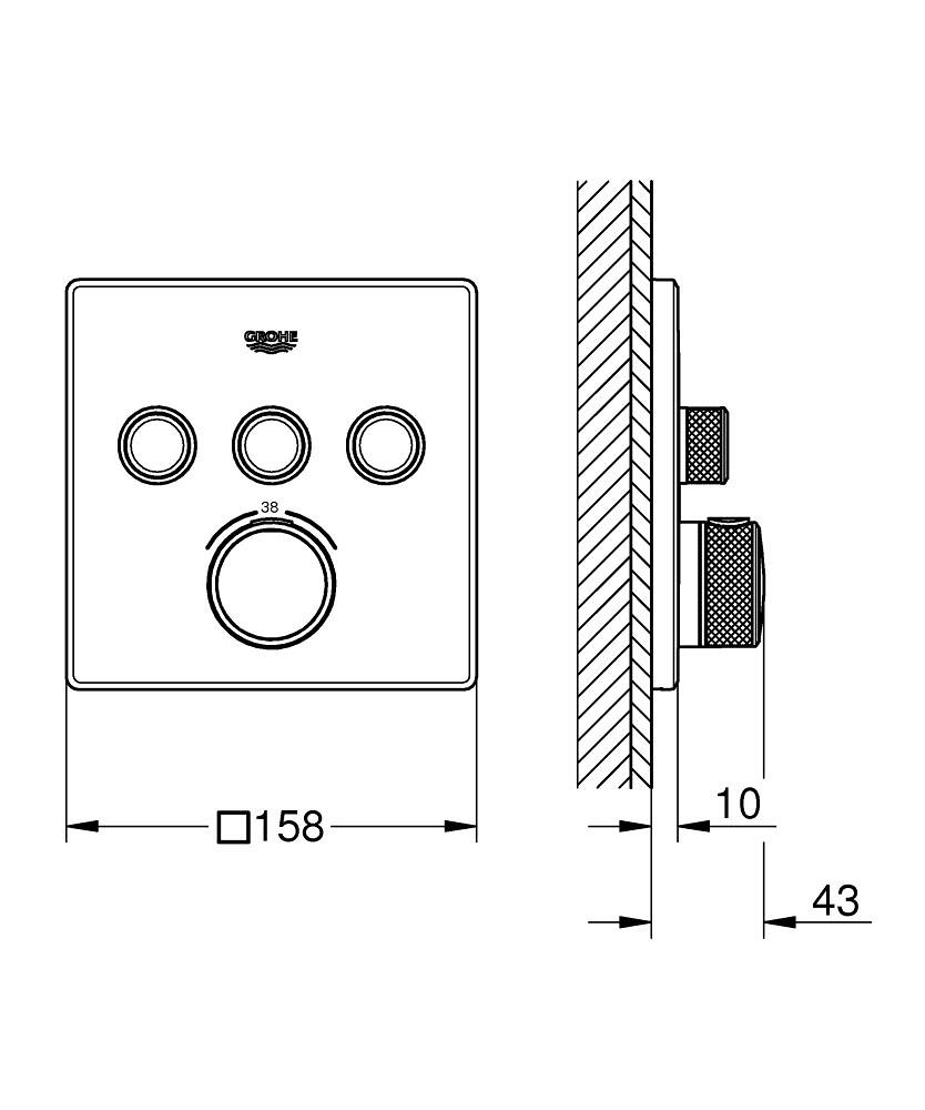 Grohtherm Smart Control Üç Valfli Akış Kontrollü, Ankastre Termostatik Duş Bataryası GRH 29126000