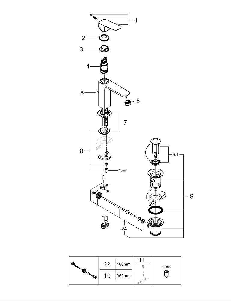 GROHE Cubeo Tek Kumandalı Lavabo Bataryası M-Boyut (Krom) GRH 1017490000
