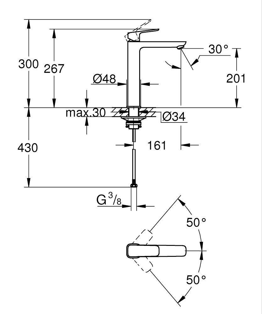 GROHE Cubeo Tek Kumandalı Lavabo Bataryası XL-Boyut GRH 1017290000