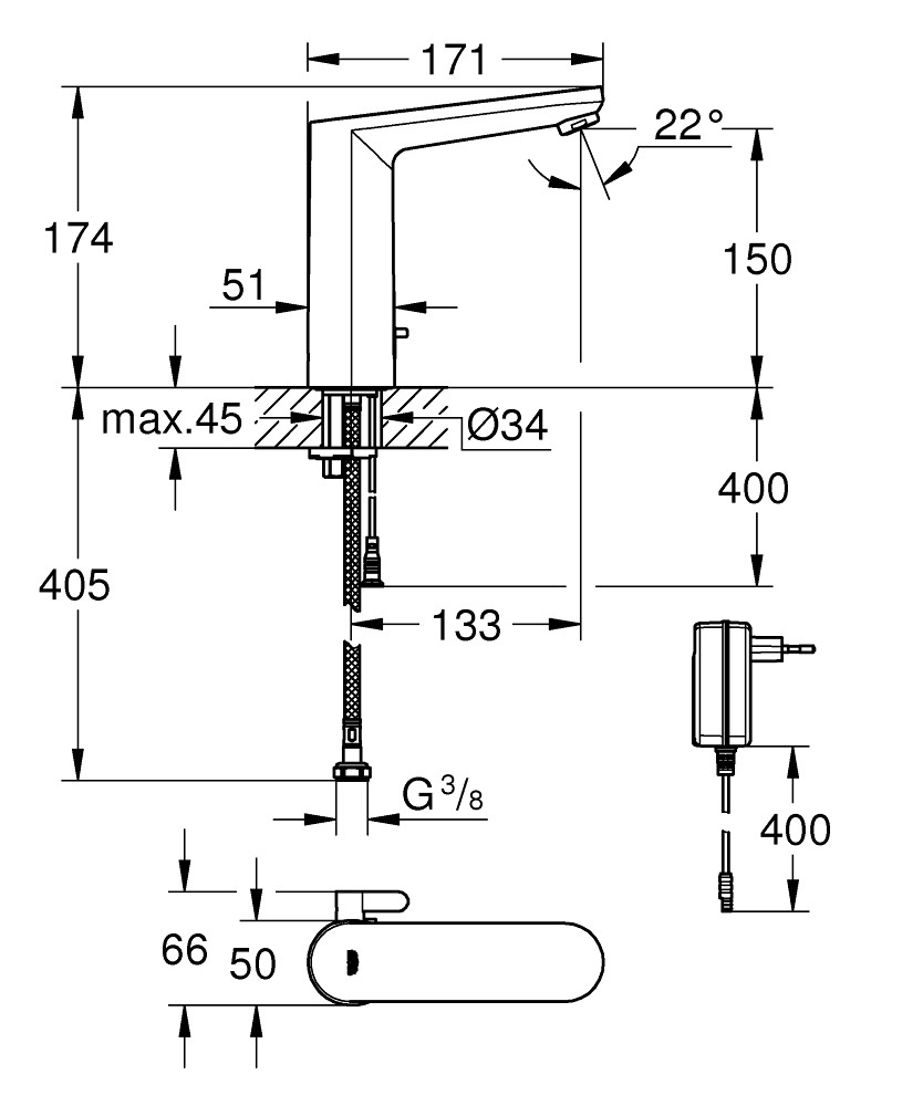 Eurosmart Cosmopolitan E Fotoselli Lavabo Bataryası GRH 36421001