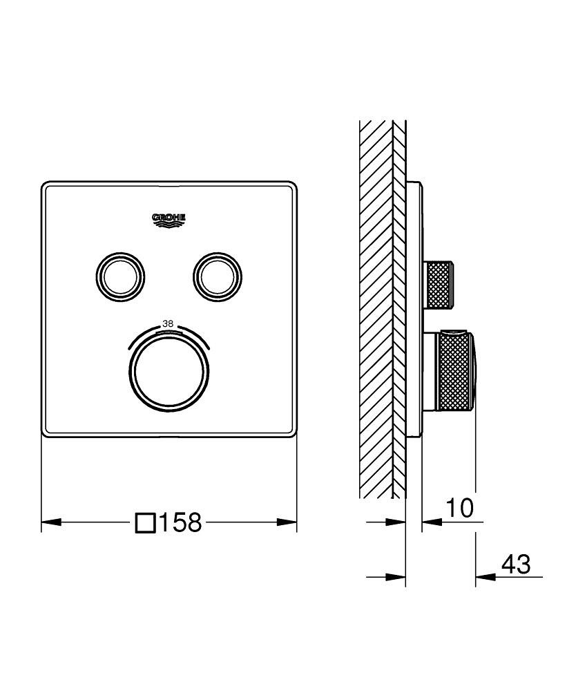 Grohtherm SmartControl Çift Valfli Akış Kontrollü, Ankastre Termostatik Duş Bataryası GRH 29124000
