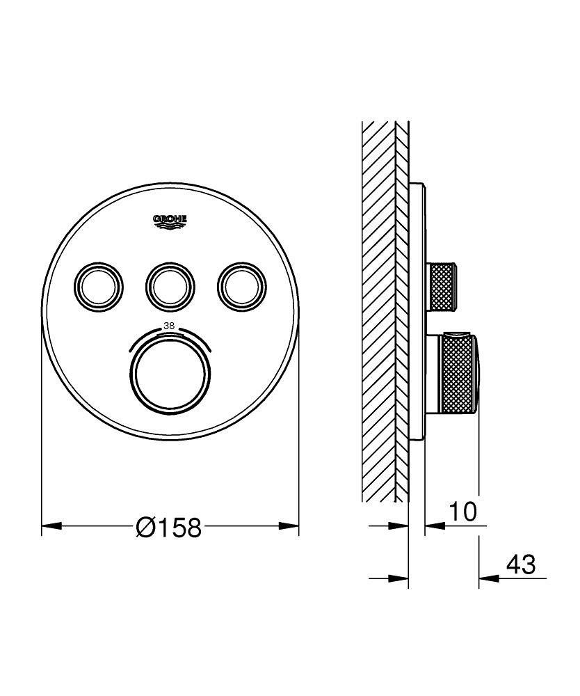 Grohtherm SmartControl Üç Valfli Akış Kontrollü, Ankastre Termostatik Duş Bataryası GRH 29121000