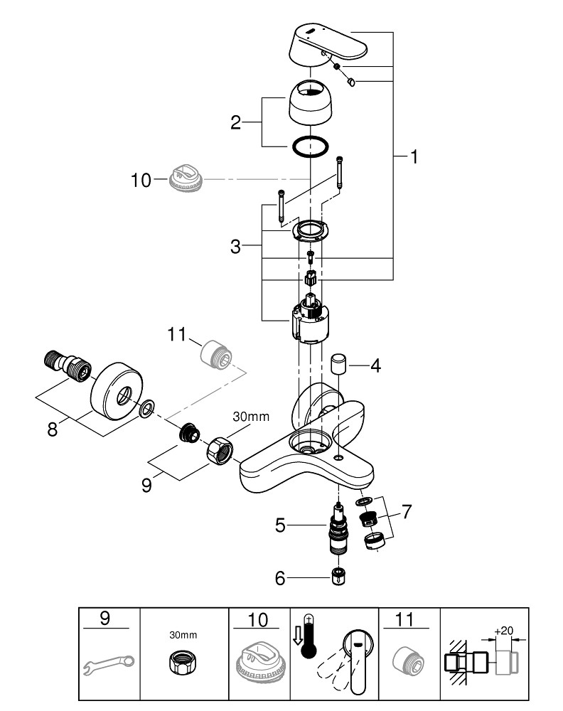 Eurocosmo Tek Kumandalı Banyo Bataryası GRH 32831000