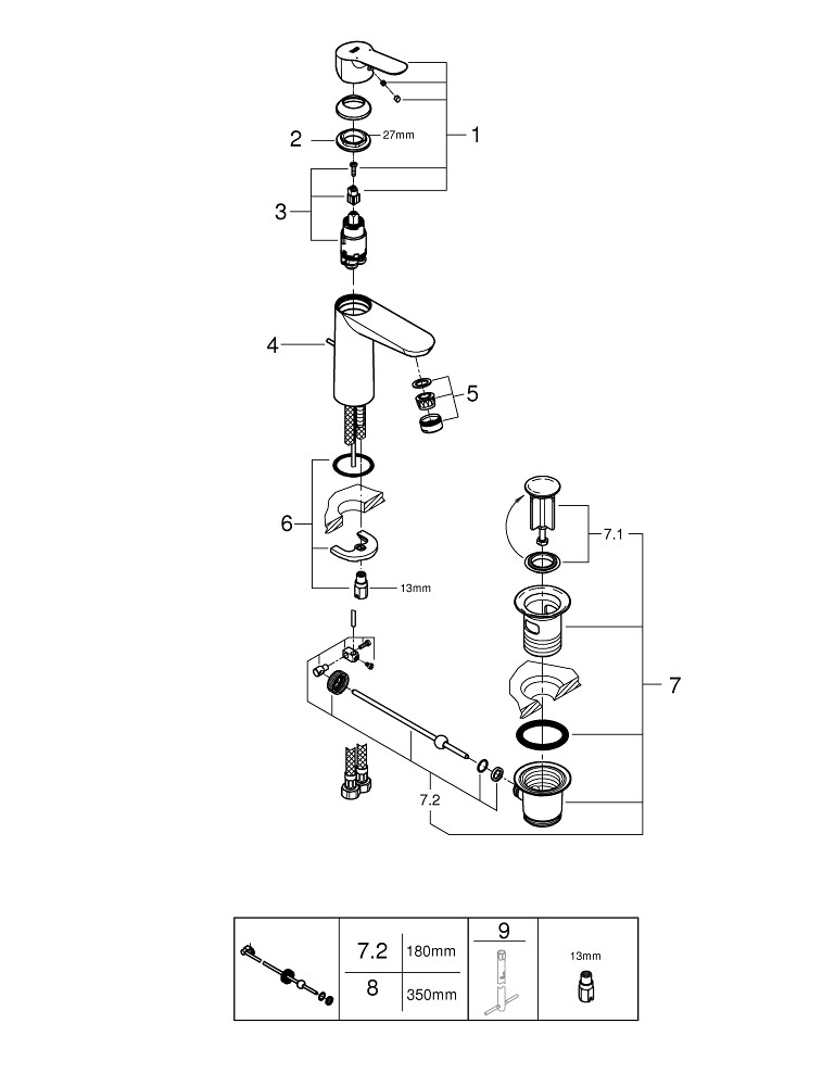 BauEdge Tek Kumandalı Lavabo Bataryası M-Boyut GRH 23758000