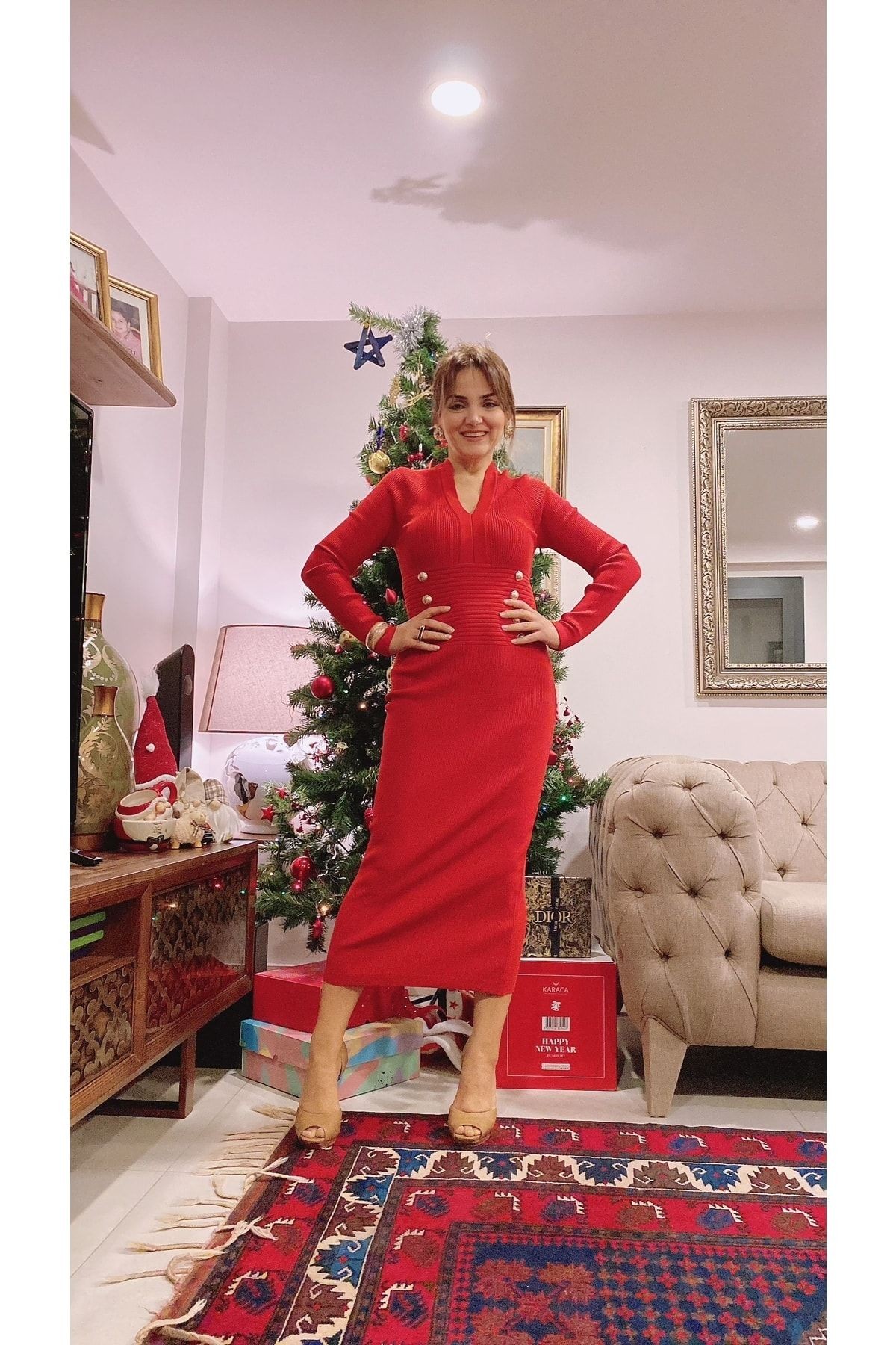 Kırmızı Triko Elbise