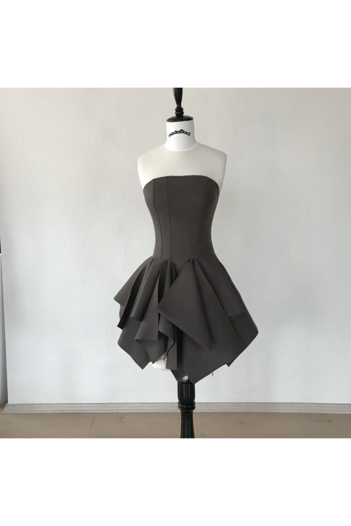 Kadın Vizon Straplez Mini Verde Elbise