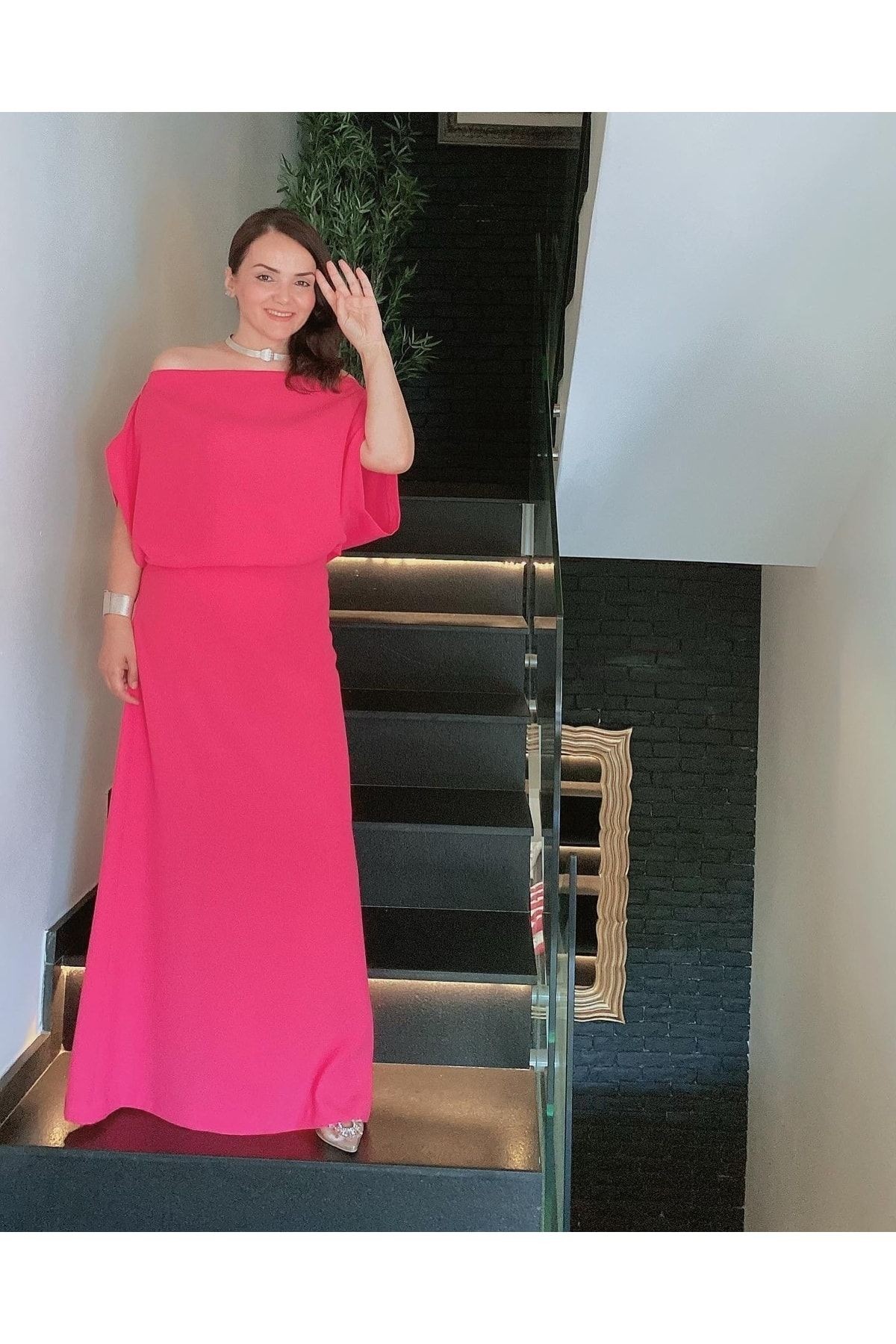 Şeker Pembe Krep Elbise