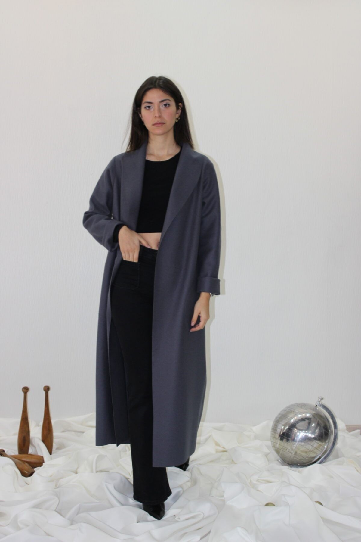 Elegant Şal Yakalı Yün Palto