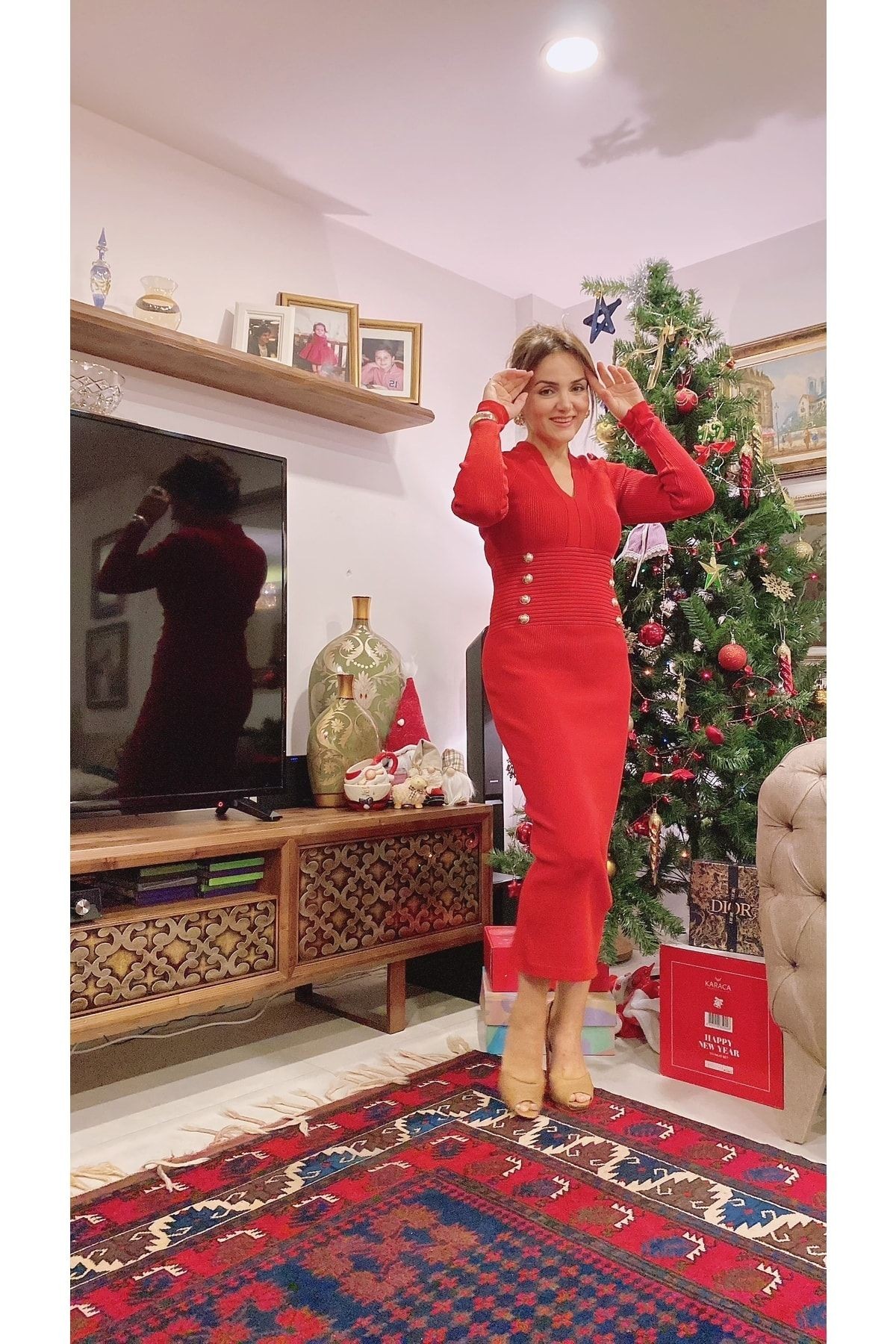 Kırmızı Triko Elbise