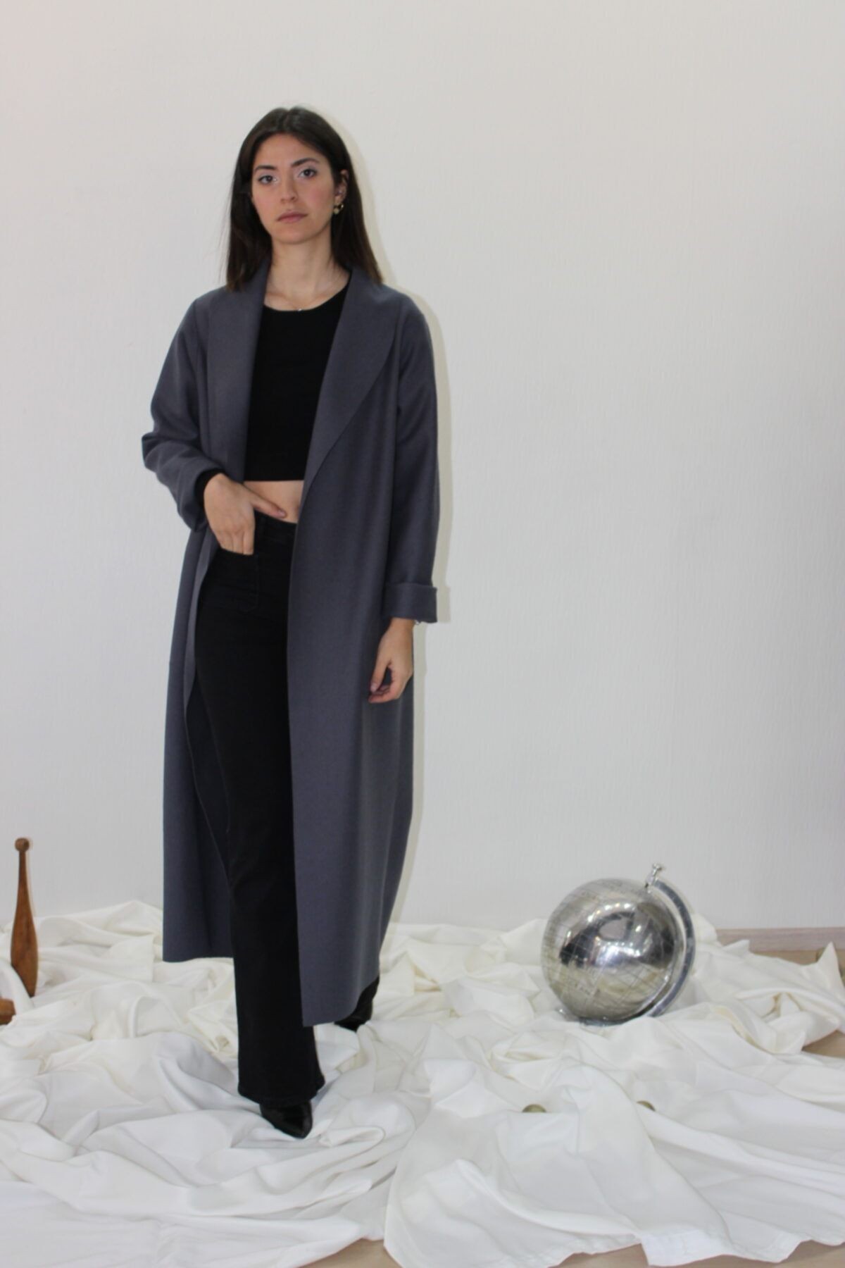 Elegant Şal Yakalı Yün Palto