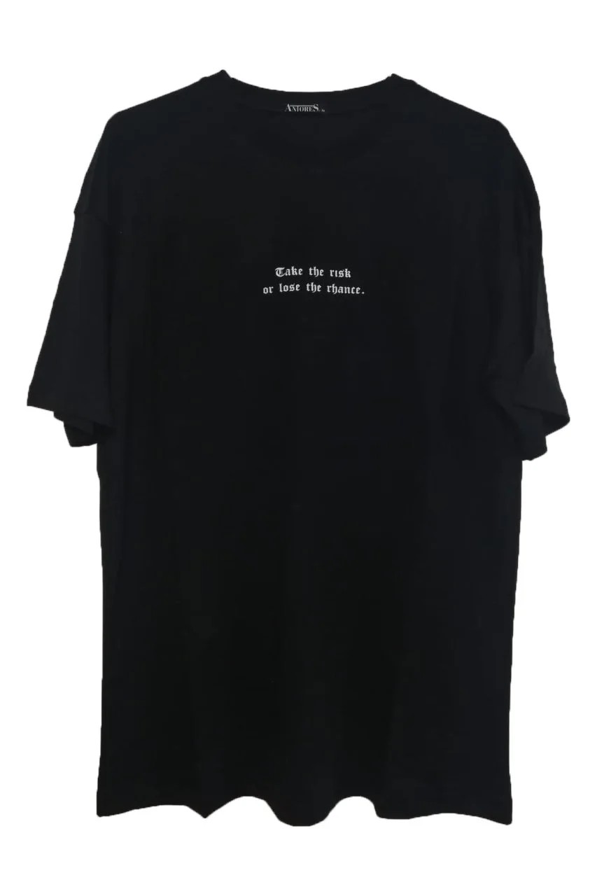 Take Risk Siyah Oversize T-Shirt