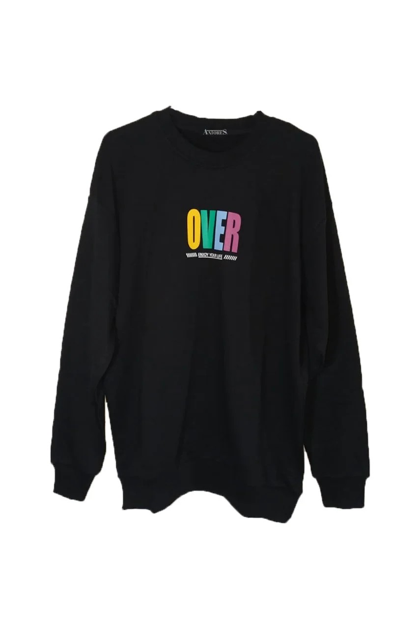 OverUp 81 Siyah Oversize Sweatshirt