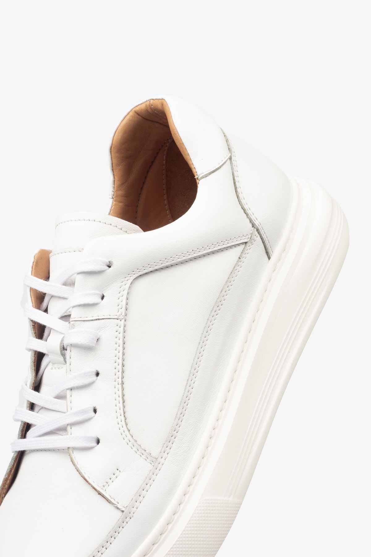 Erkek Sneaker Ayakkabı Hakiki Deri - 2401 Beyaz/Beyaz 3154