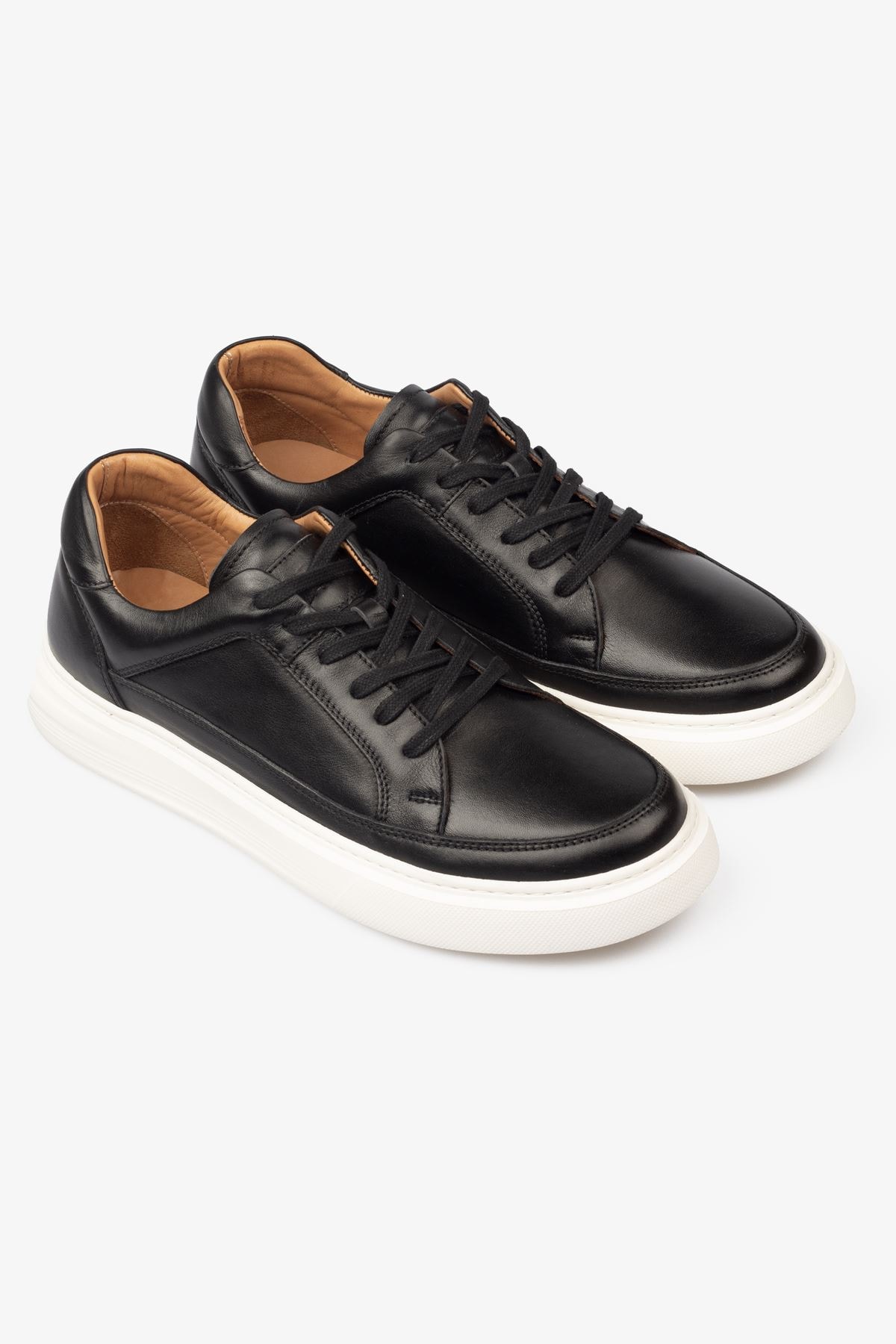 Erkek Sneaker Ayakkabı Hakiki Deri - 2401 Siyah/Beyaz 3154